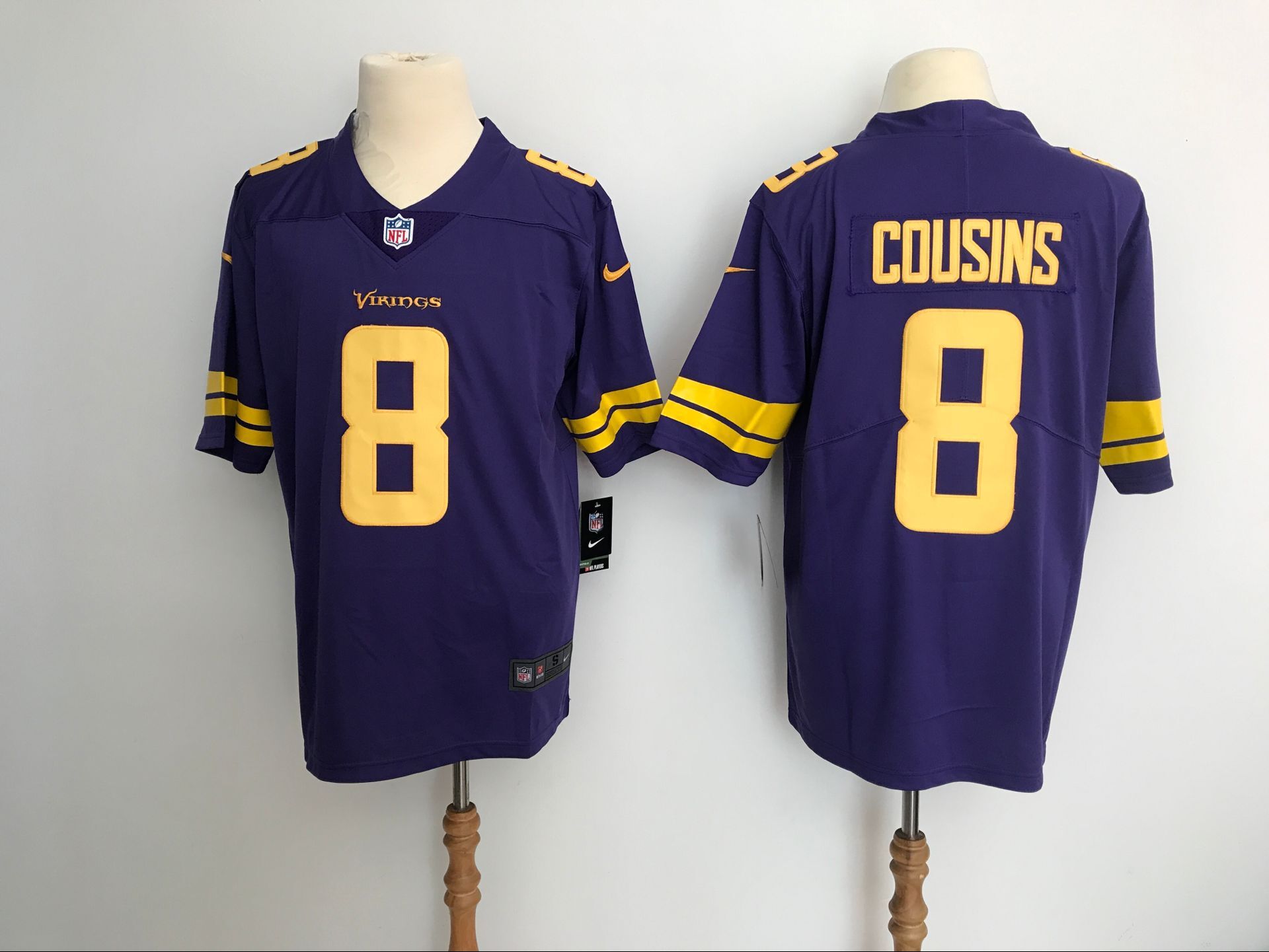 Men Minnesota Vikings #8 Cousins Purple Yellow Nike Vapor Untouchable Limited NFL Jerseys->->NFL Jersey
